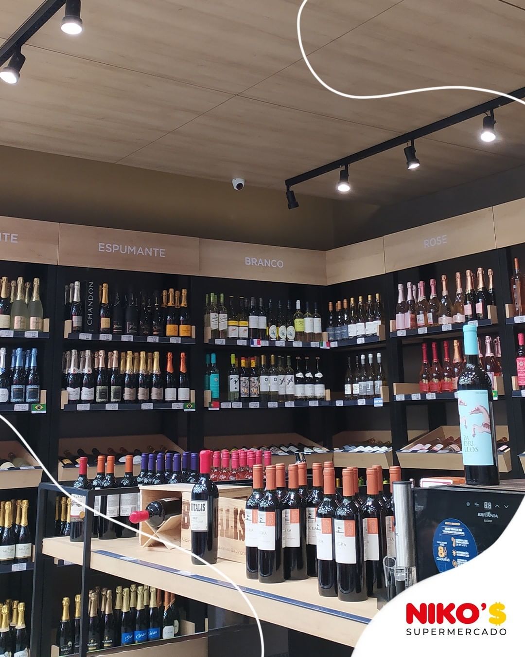 Setor de vinhos do supermercado
